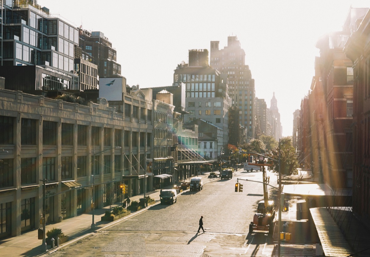 A sunlit city street